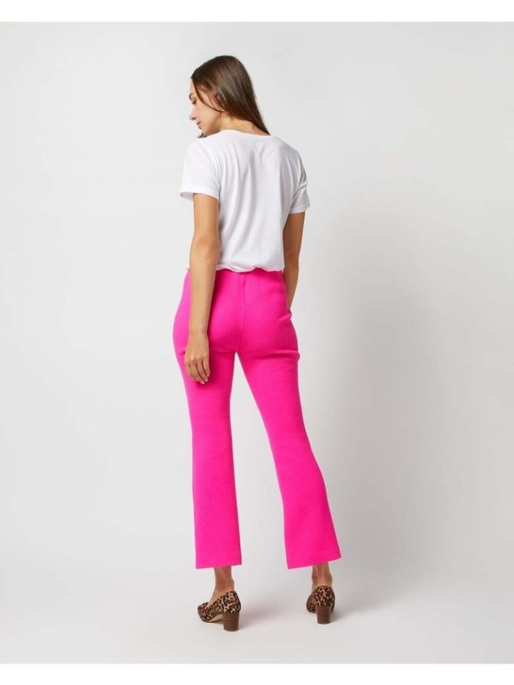 Ann Mashburn Sz S M Faye Flare Cropped Pants Womens Pink Wool - Picture 6 of 16